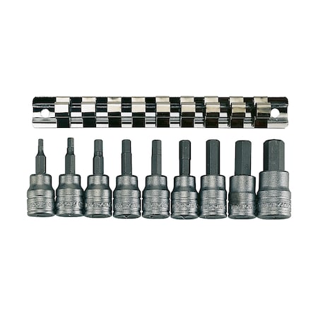 Teng Tools M3812 - 9 Piece 3/8" Drive Metric Hex Bit Socket Set M3812